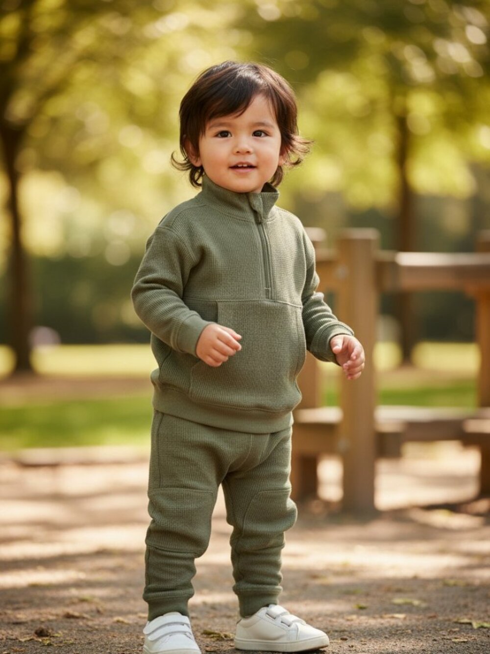 Carter's Toddler Boy Olive Waffle Knit 2-Piece Jogger Set